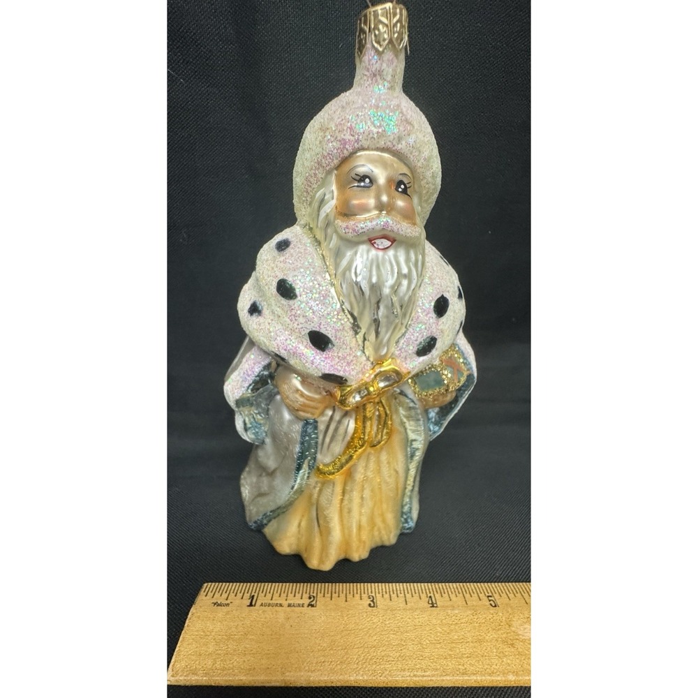 Vintage Retired Christopher Radko Winter Dream Santa Christmas Glass Ornament
